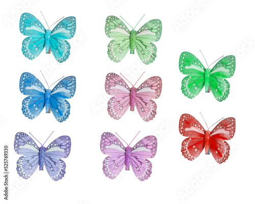 set of different color butterflies isolated, colorful isolated butterflies © Ritk