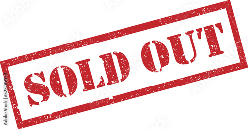 Sold Out Stamp. Red Text Rubber Stamp Ink - Vector.