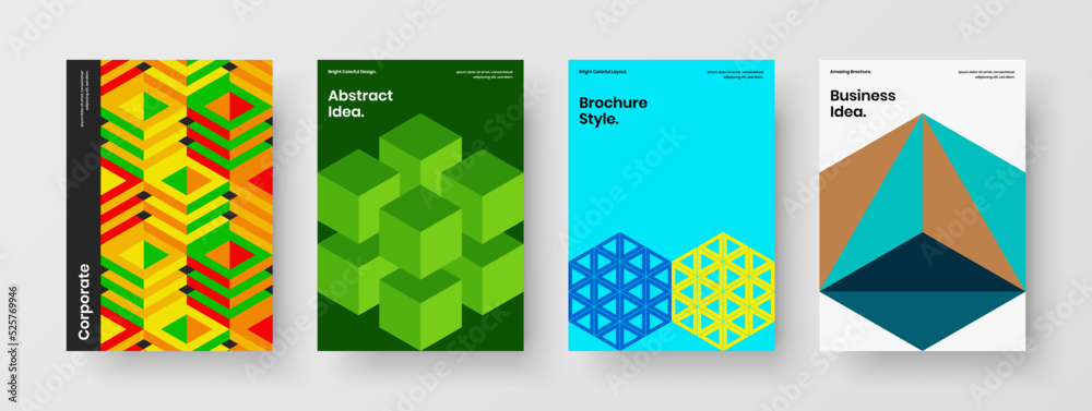 Modern leaflet vector design layout collection. Amazing mosaic pattern flyer concept set.