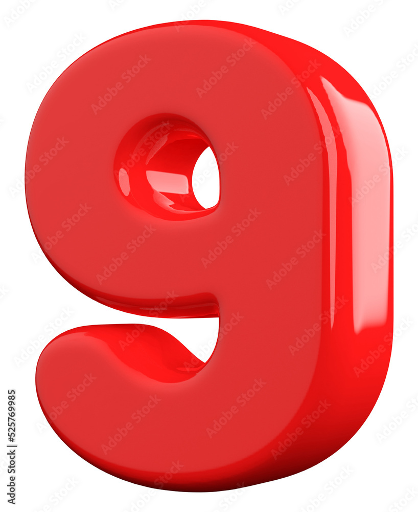 3d red number 9 3d red number 9