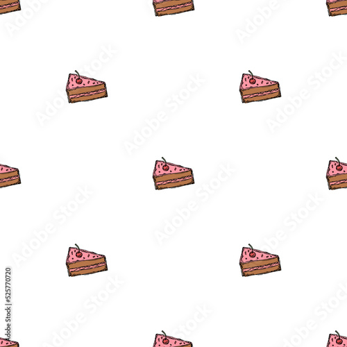 Seamless cake pattern. Sweets and candy background. Doodle vector illustration with sweets and candy icons