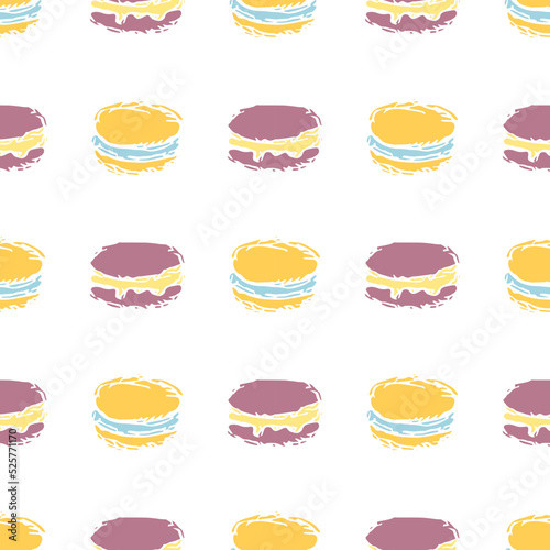 Seamless cake pattern. Sweets and candy background. Doodle vector illustration with sweets and candy icons