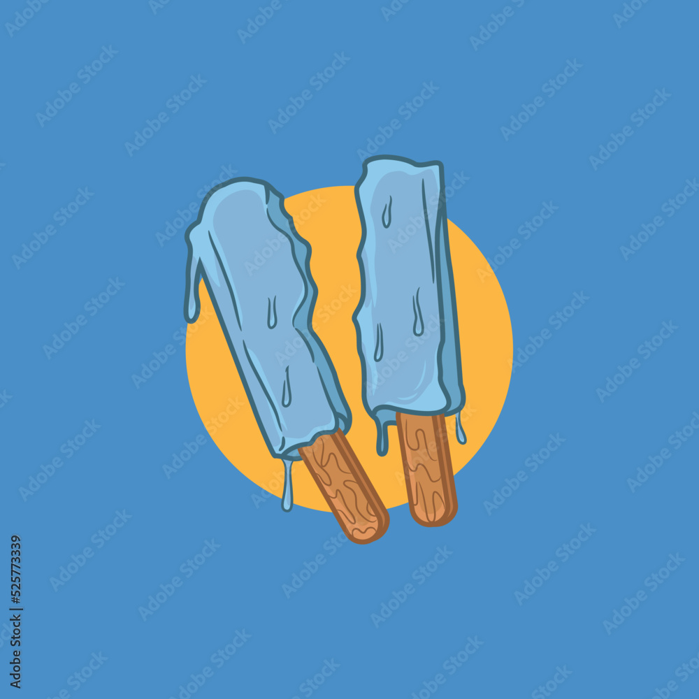 Cute illustration of fresh blue ice pop on blue background Cute illustration of fresh blue ice pop on blue background