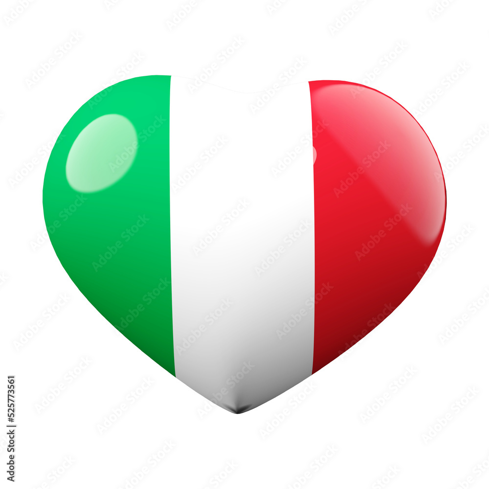 Italy flag heart 3d with generative AI