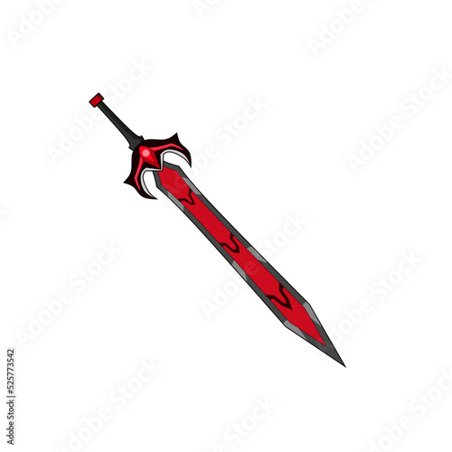 Illustration vector graphic of fantasy sword red color perfect for mmorpg game