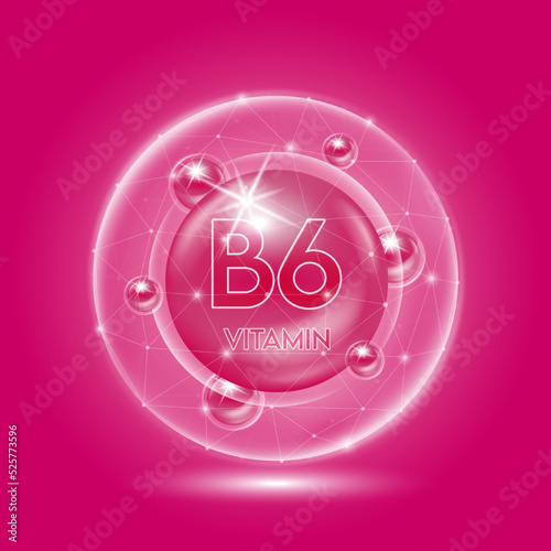 Vitamin B6 purple and translucent dome. Vitamins complex collagen. Beauty treatment nutrition skin care design. Medical and scientific concepts. 3D vector EPS10.