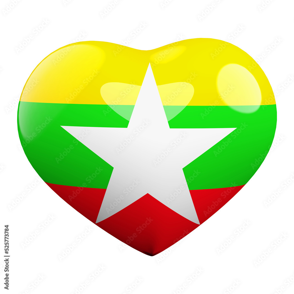 Myanmar flag heart 3d Myanmar flag heart 3d