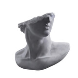 3D rendering illustration of a broken white marble fragment of classical style male head sculpture.