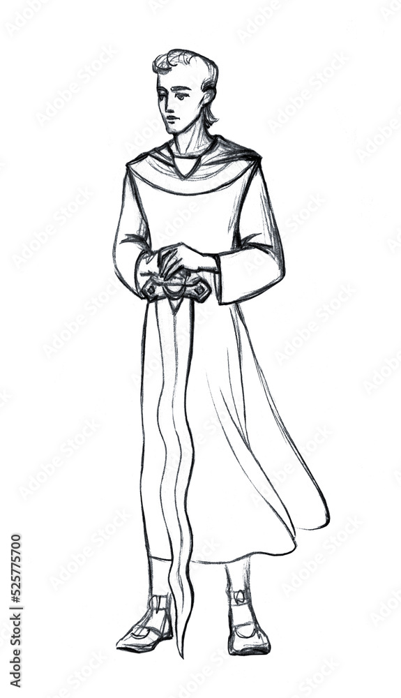 Angel with a sword. Pencil drawing Angel with a sword. Pencil drawing