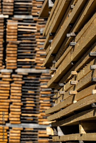 Umea  Sweden Stacked timber and planks in a lumber yard