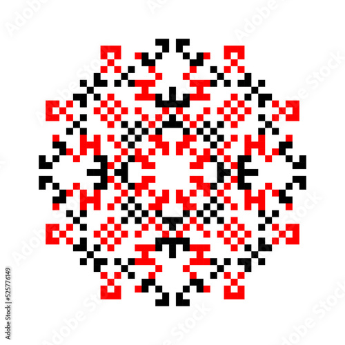 Traditional Ukrainian knitted embroidery art, ethnic mandala ornament vyshyvanka