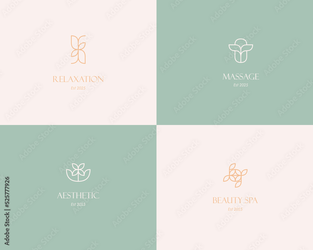 Beauty Spa Logo. Logo for business in the industry of beauty, health, personal hygiene. Logo of a beauty salon, health industry, makeup artist. Line art style. Beauty Spa Logo. Logo for business in the industry of beauty, health, personal hygiene. Logo of a beauty salon, health industry, makeup artist. Line art style.