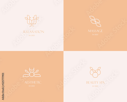 Beauty Spa Logo. Logo for business in the industry of beauty, health, personal hygiene.  Logo of a beauty salon, health industry, makeup artist. Line art style.