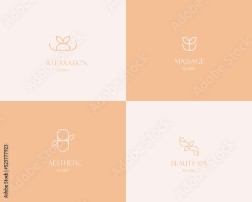 Beauty Spa Logo. Logo for business in the industry of beauty, health, personal hygiene.  Logo of a beauty salon, health industry, makeup artist. Line art style.