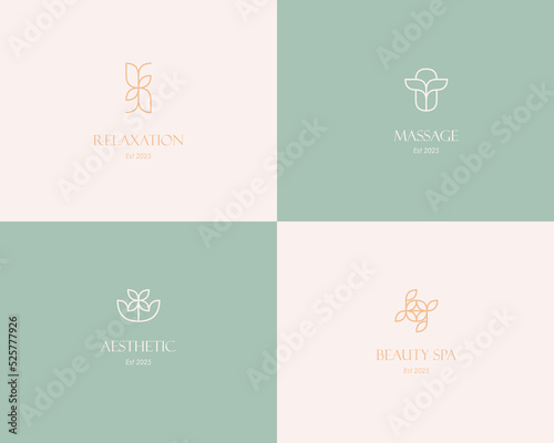 Beauty Spa Logo. Logo for business in the industry of beauty, health, personal hygiene.  Logo of a beauty salon, health industry, makeup artist. Line art style.