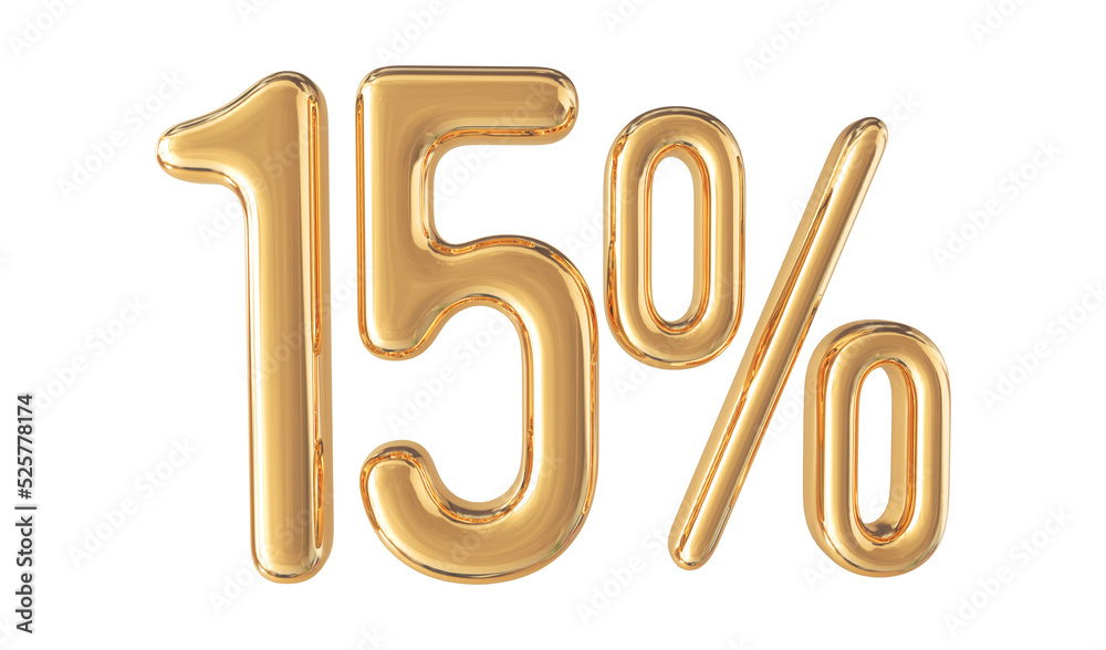Sale 15 percent number gold 3d Sale 15 percent number gold 3d