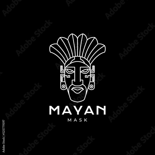 mayan mask logo design vector