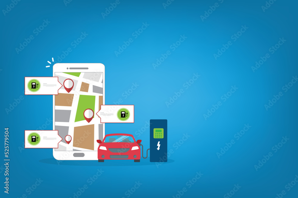 Owner of the electric car using smart phone to locate charging station in the city Owner of the electric car using smart phone to locate charging station in the city