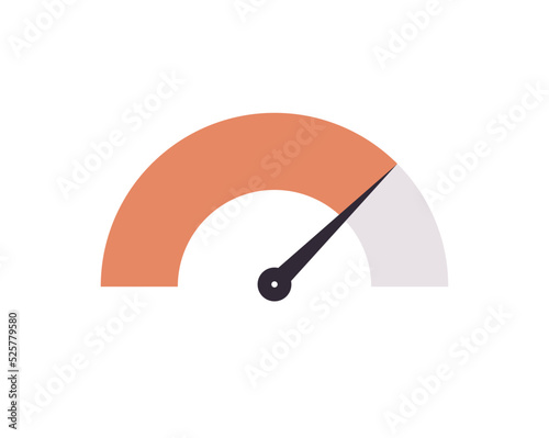 Speedometer symbol and tachometer, performance indicator, car speed, fast internet speed sign flat vector illustration.