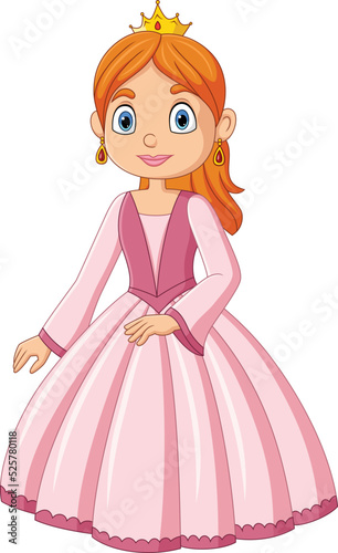 Cartoon beautiful princess in pink dress