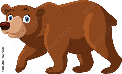 Cartoon cute big bear walking