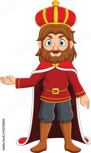 Cartoon king standing on white background
