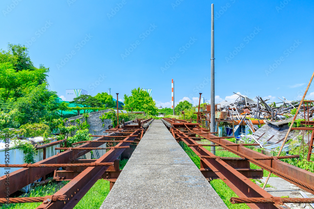 夏の三池炭鉱三川坑跡 福岡県大牟田市 Miike Coal Mine Mikawa Pit Ruins in Summer. Fukuoka-ken Oomuta city. 夏の三池炭鉱三川坑跡 福岡県大牟田市 Miike Coal Mine Mikawa Pit Ruins in Summer. Fukuoka-ken Oomuta city.