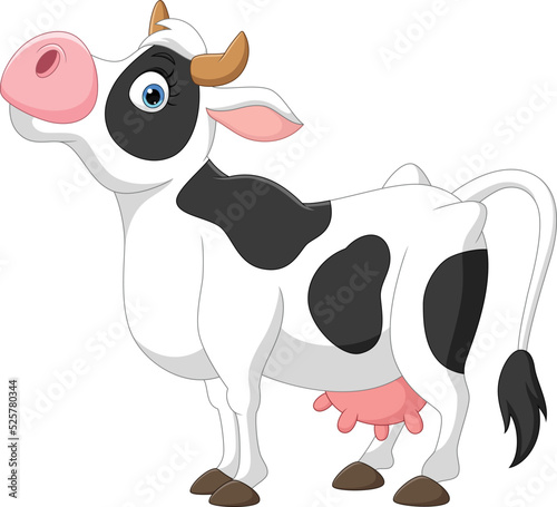 Happy cartoon cow isolated on white background