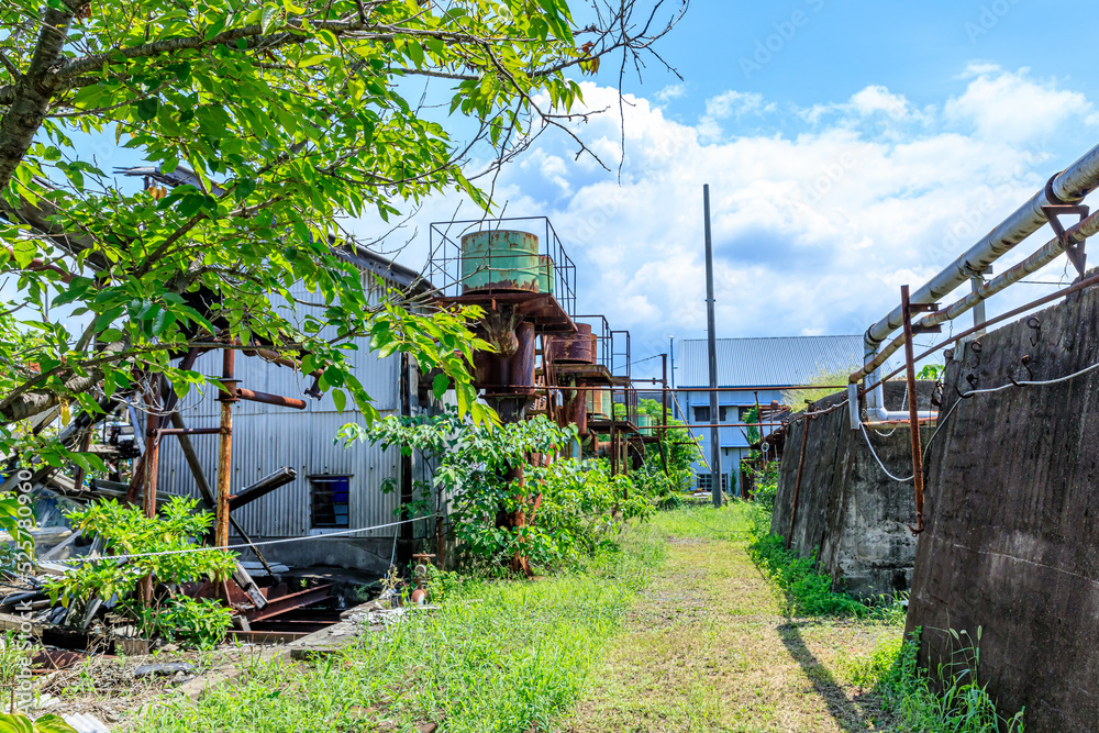 夏の三池炭鉱三川坑跡 福岡県大牟田市 Miike Coal Mine Mikawa Pit Ruins in Summer. Fukuoka-ken Oomuta city. 夏の三池炭鉱三川坑跡 福岡県大牟田市 Miike Coal Mine Mikawa Pit Ruins in Summer. Fukuoka-ken Oomuta city.