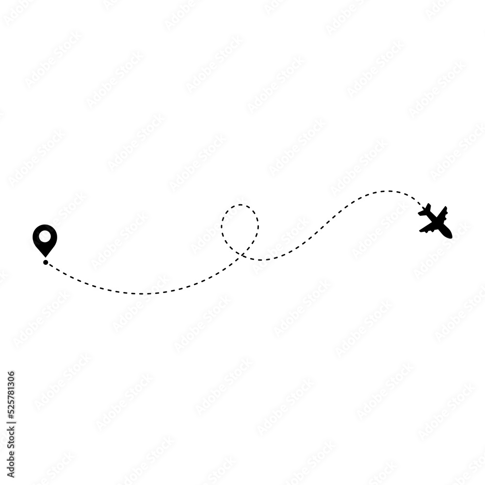 Airplane routes. Travel vector icon. Travel from start point and dotted line tracing. Airplane routes. Travel vector icon. Travel from start point and dotted line tracing.