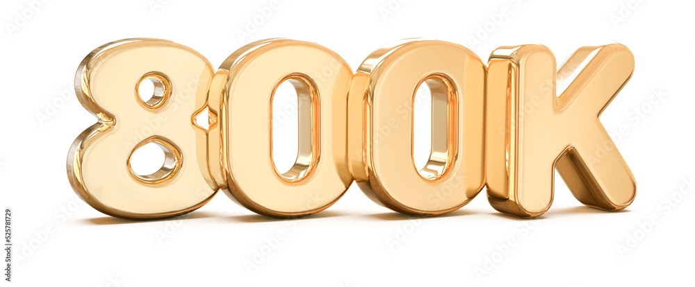 800k follower 3d render gold 800k follower 3d render gold