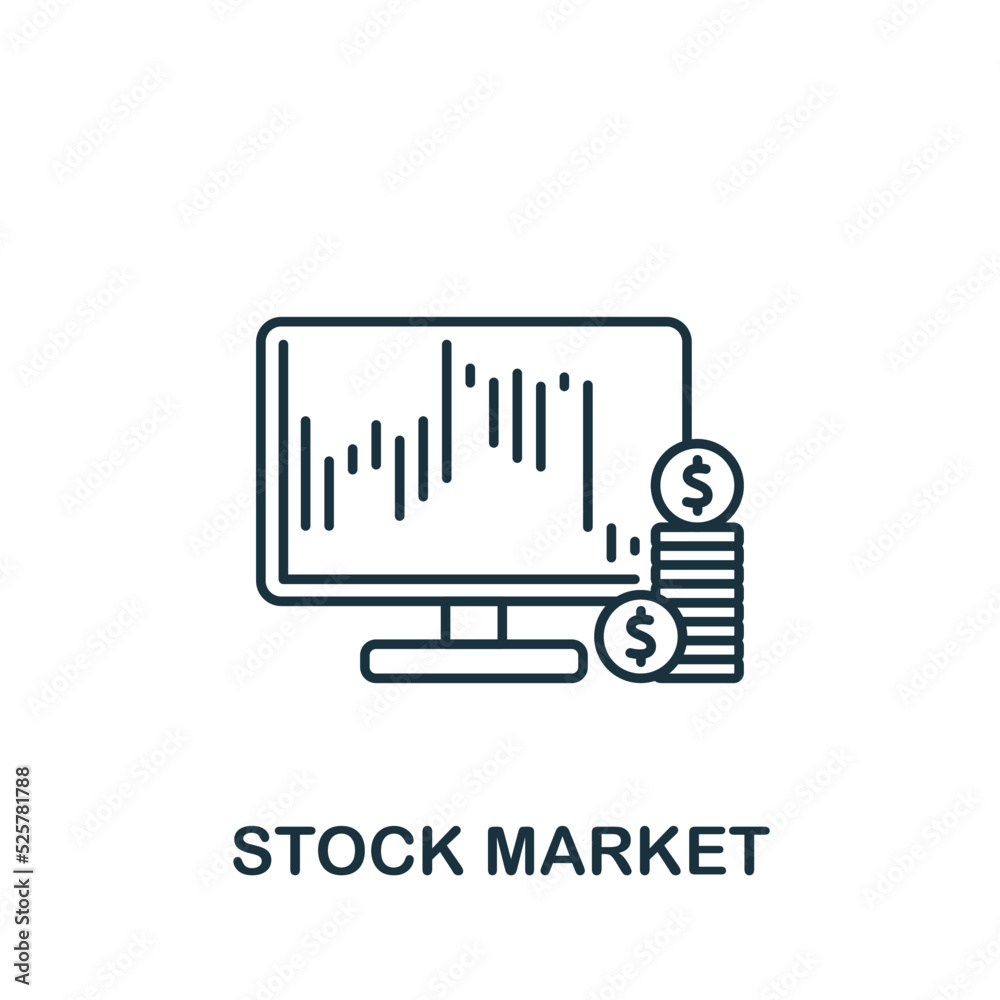 Stock Market icon. Line simple line Stock Market icon for templates, web design and infographics