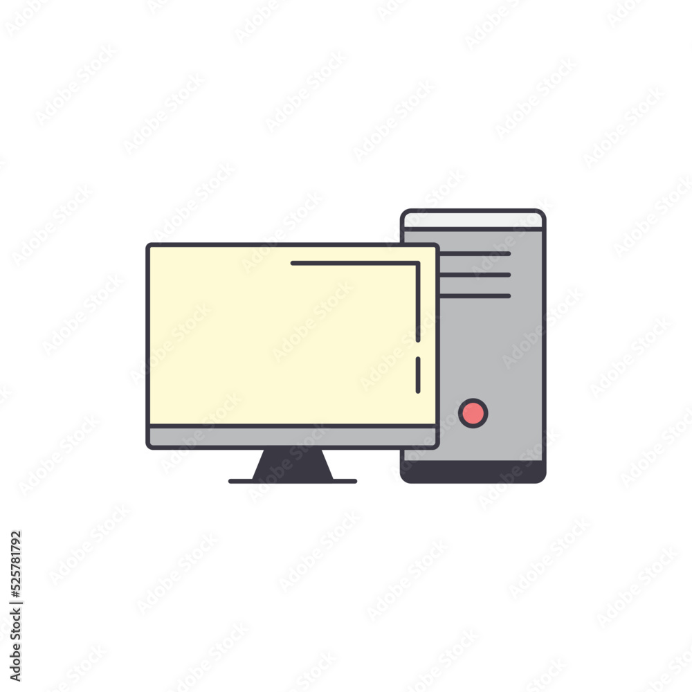 Computer desktop, pc icon in color, isolated on white background Computer desktop, pc icon in color, isolated on white background