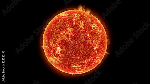 star sun close-up, corona flare fusion energy, isolated black 3d render