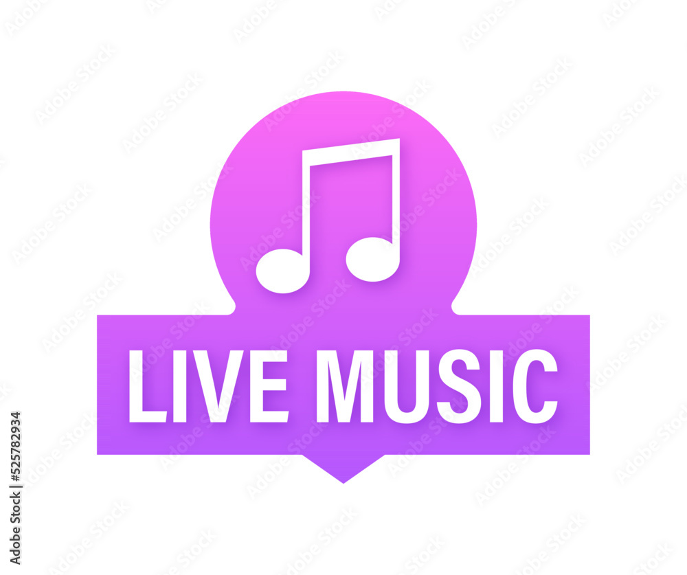 Live music label. Music bars, night clubs. Vector stock illustration. Live music label. Music bars, night clubs. Vector stock illustration.