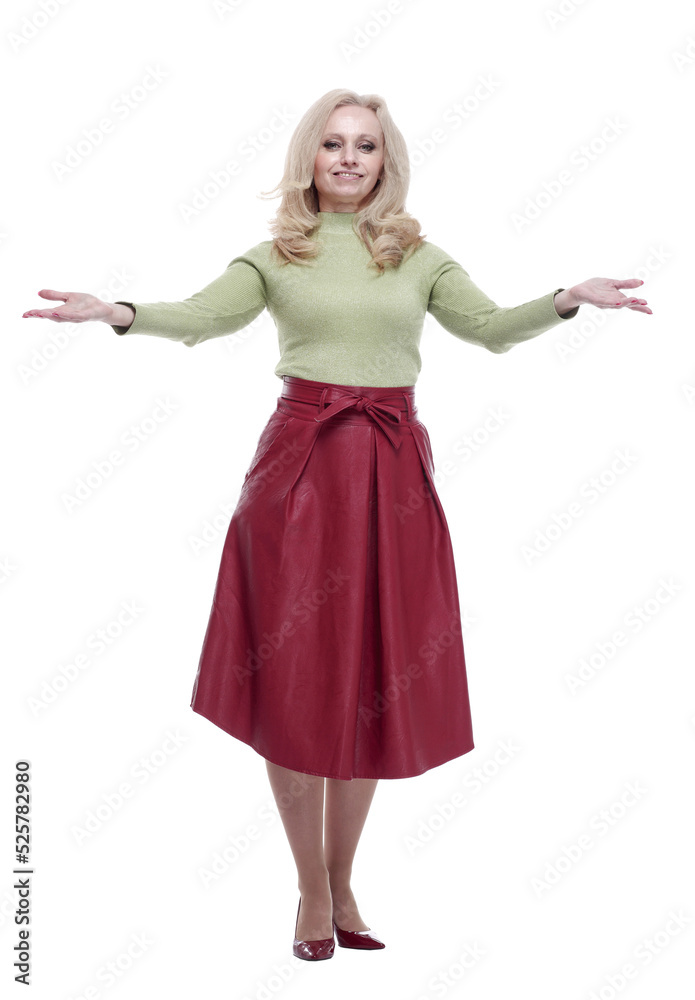 friendly young woman looking at you. isolated on a white friendly young woman looking at you. isolated on a white