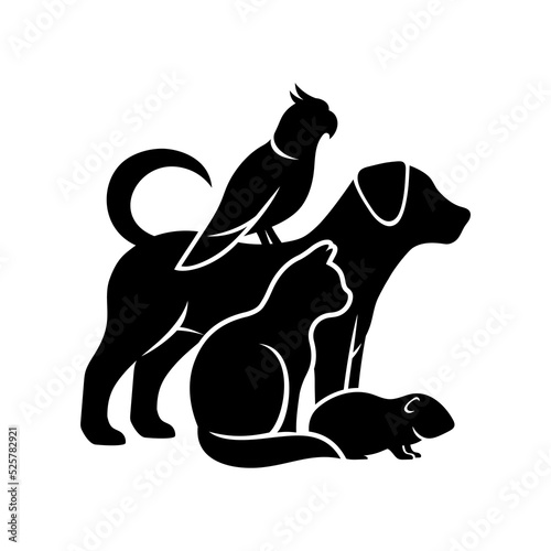 Icon with pets isolated on white background.	