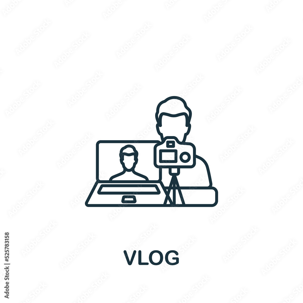 Vlog icon. Line simple Streaming icon for templates, web design and infographics
