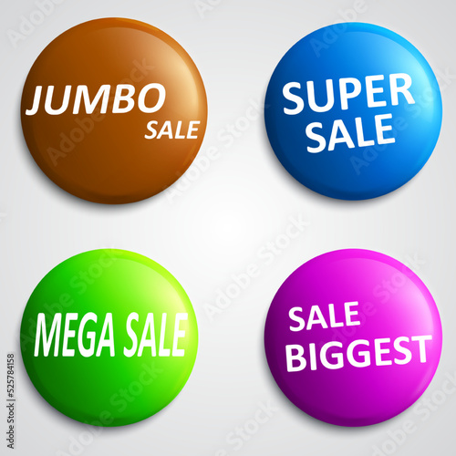 Pinback badges sale, pin buttons, circle tag, brooch
