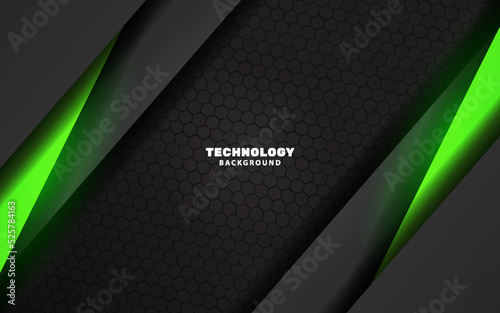 Abstract modern technology black and green sport background