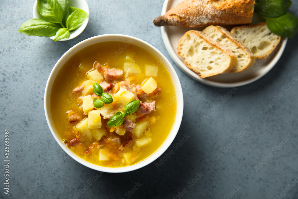 Traditional homemade potato soup with bacon Traditional homemade potato soup with bacon