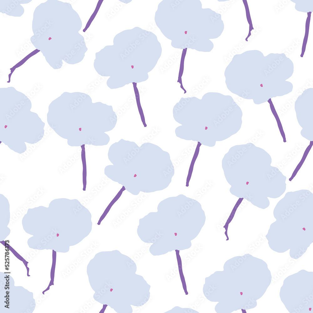 seamless plants pattern background with simple pastel flowers , greeting card or fabric