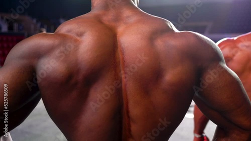 bodybuilder. body part details. bodybuilder in competition, detail. 4k video.