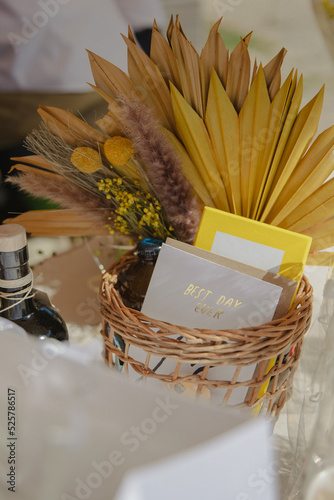 basket of gifts at a wedding  photo