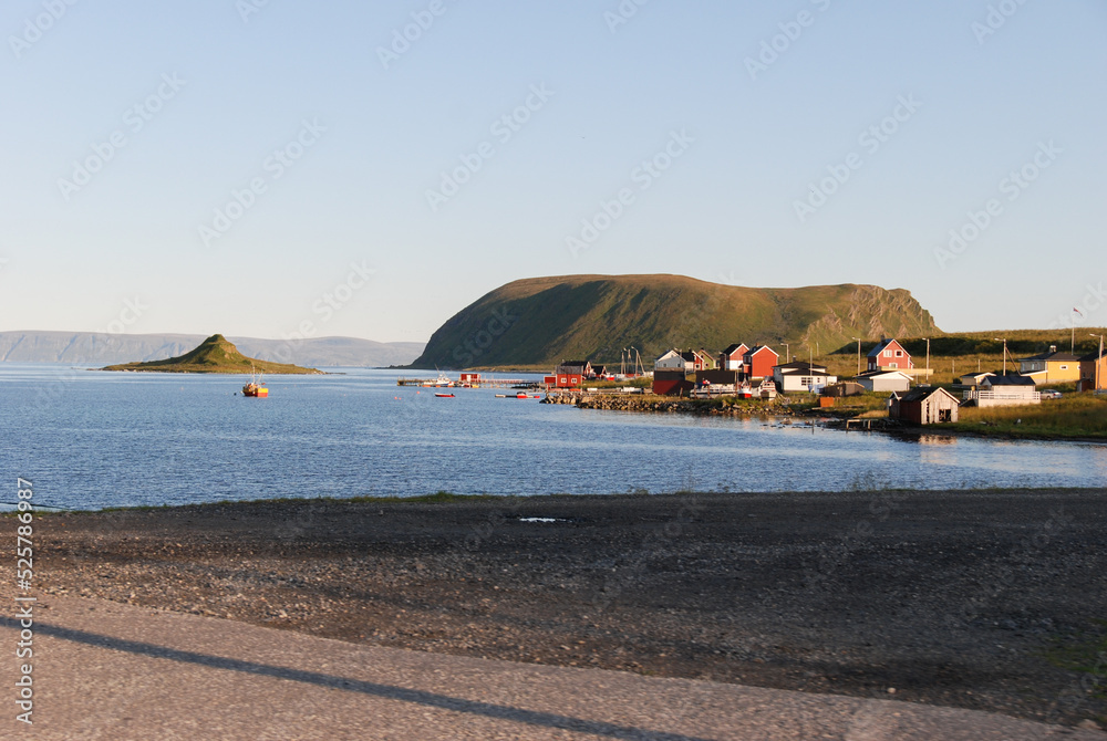 Fototapeta premium Sarnes fishing village and Store Altsula island of Mageroya island, Norway