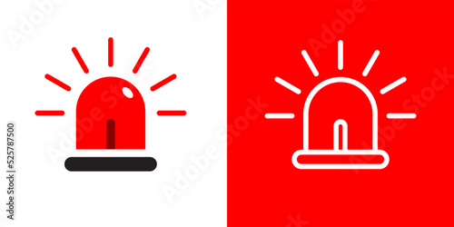 Emergency siren flat and outline style icon design vector. Alarm and alert sign symbol illustration.	 photo