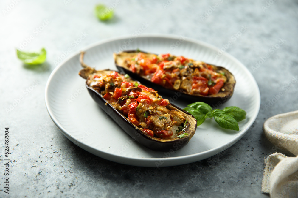 Stuffed roasted eggplant with vegetables Stuffed roasted eggplant with vegetables