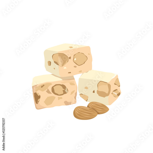 Flat vector of Turkish delight nougat pieces. Flat vector illustration isolated on white background photo