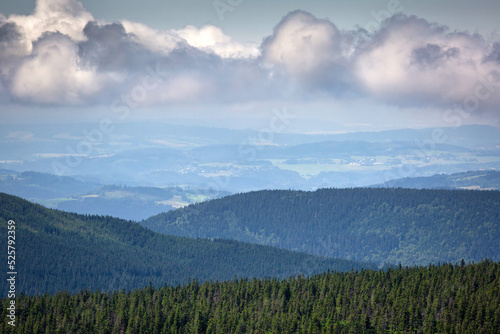 Summer scenery of the trail on Mount Szrenica in the Karkonosze Mountains  Poland.