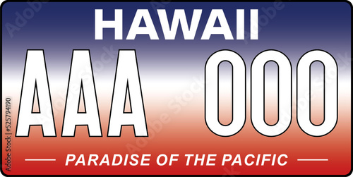 Vehicle license plates marking in Hawaii in United States of America, Car plates. Vehicle license numbers of different American states. Vintage print for tee shirt graphics,sticker and poster